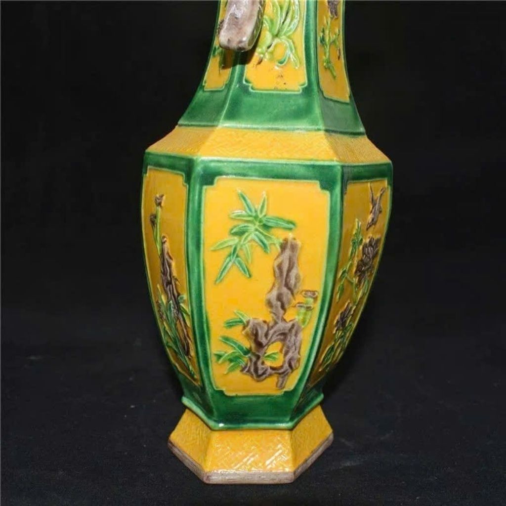  Bình Gốm Lục Giác Đắp Nổi Hoa Văn Cổ Phục BKCECN-10093 