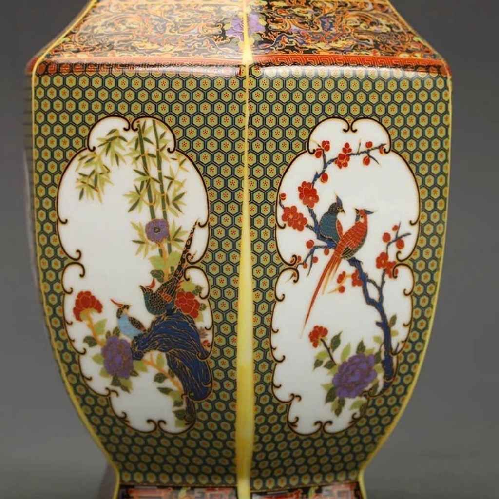  Bình Pháp Lam Lục Giác Hoa Điểu Sưu Tầm BKCECN-10096 