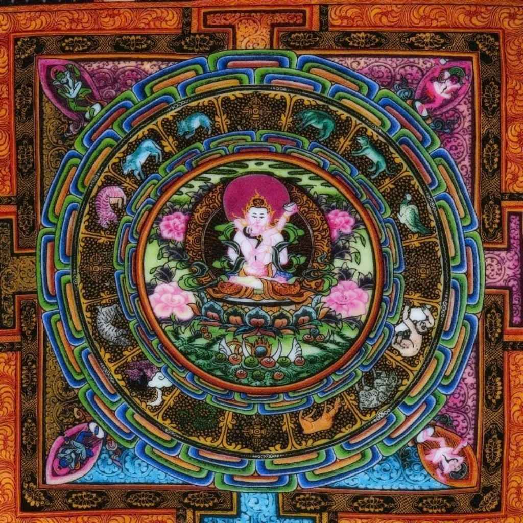  Đĩa Sứ Thangka Phật Giáo Mạn Đà La Sưu Tầm BKCECN-10097 