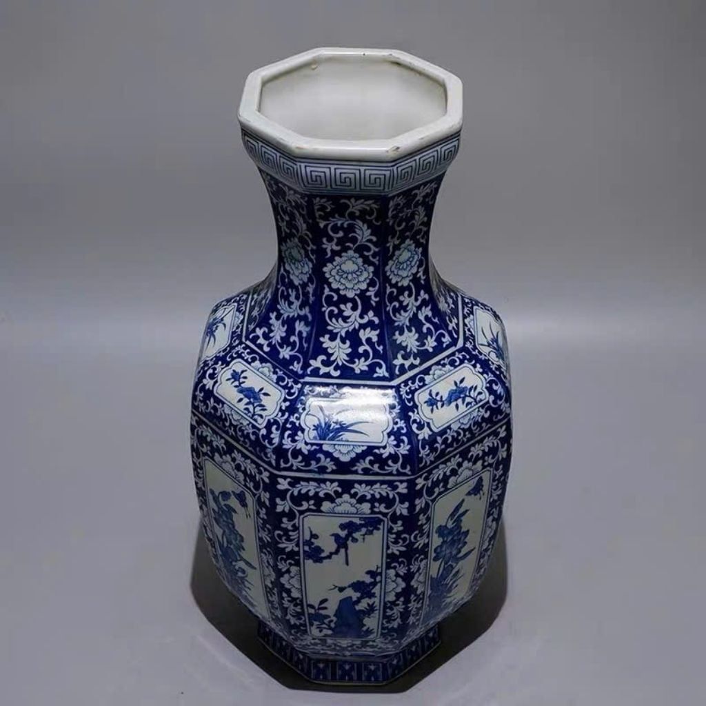  Bình gốm Lục Giác Vẽ Men Màu Quan Âm Tự Tại BKCECN-10137 