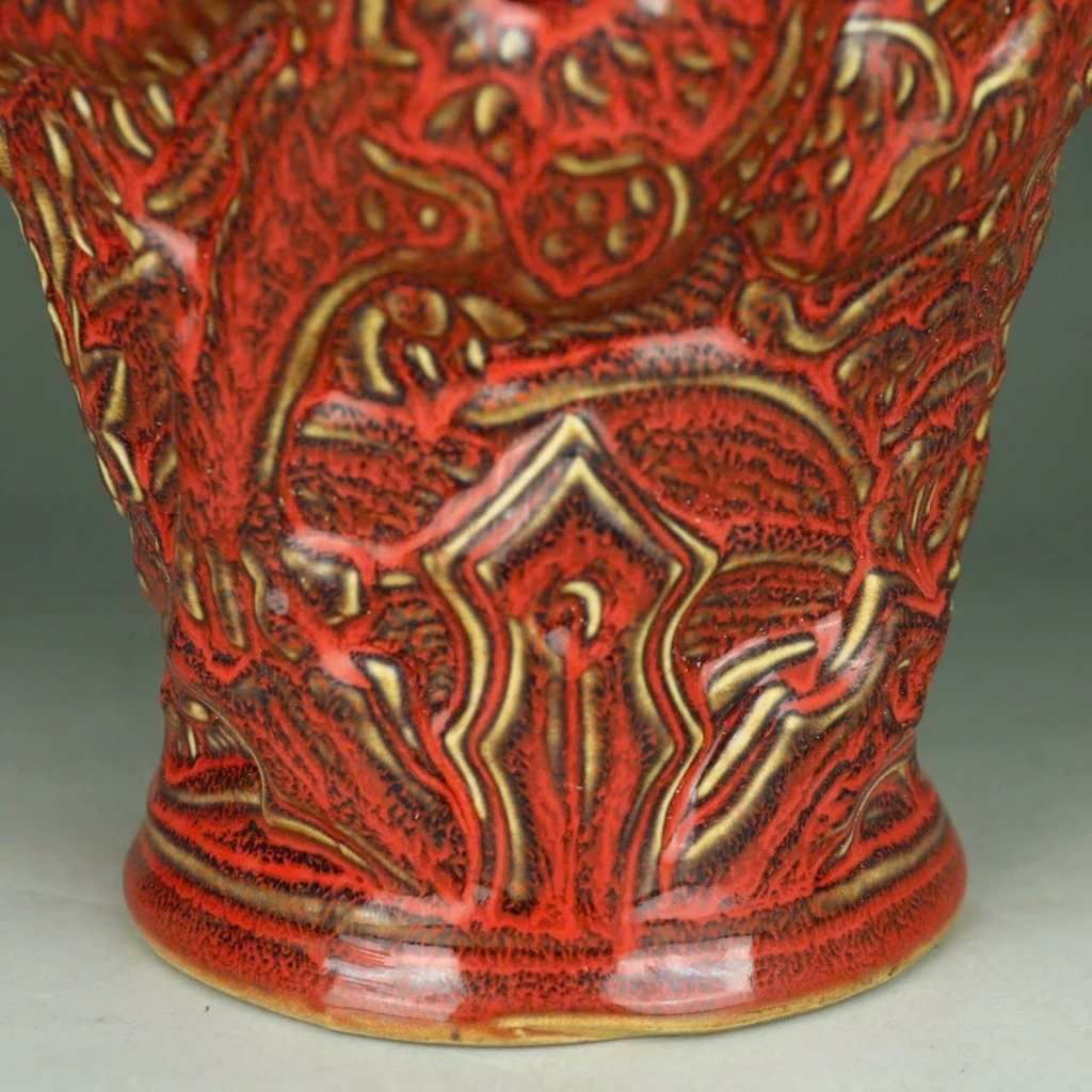  Bình Gốm Cổ Đỏ Khắc Rồng Nổi BKCECN-10229 