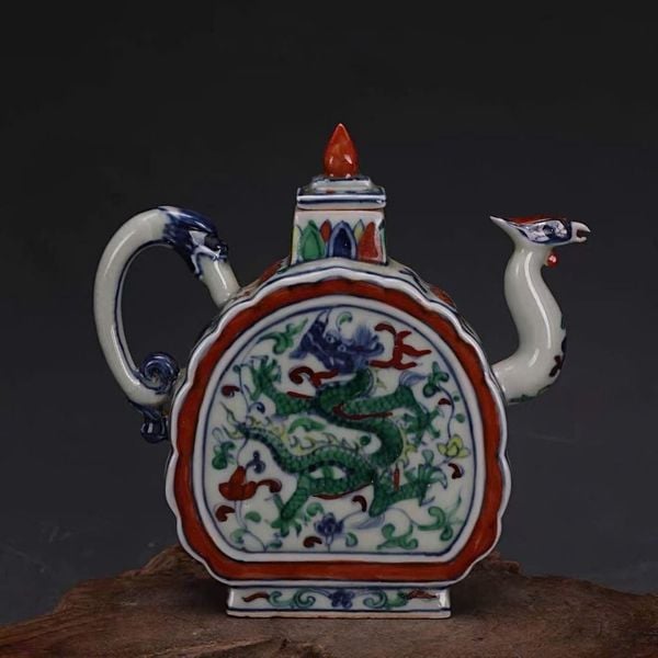  Ấm Rượu Sứ Cổ Vẽ Ngũ Sắc Đầu Rồng BKCECN-10273 
