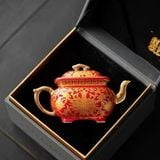  Ấm Trà Sứ Đỏ Mạ Vàng Kim Cao Cấp BKCECN-10274 