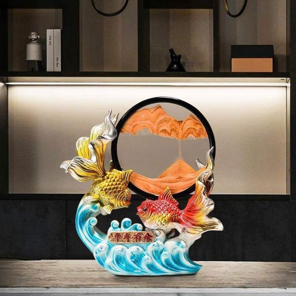  Tượng Cá Chép Phong Thủy Kèm Tranh Cát Chảy BKCECN-10281 