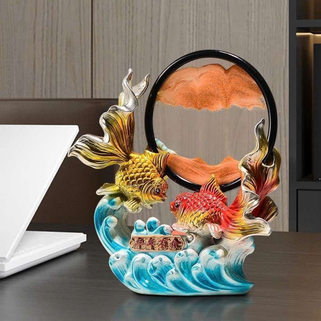  Tượng Cá Chép Phong Thủy Kèm Tranh Cát Chảy BKCECN-10281 