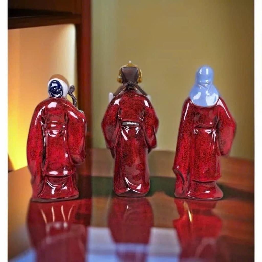  Bộ Tượng Tam Đa Phúc Lộc Thọ Gốm Sứ Men Màu Cao Cấp BKCECN-10295 