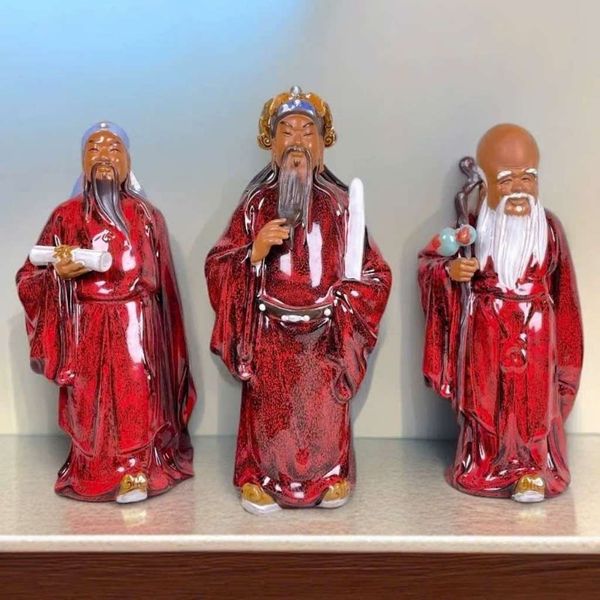  Bộ Tượng Tam Đa Phúc Lộc Thọ Gốm Sứ Men Màu Cao Cấp BKCECN-10295 