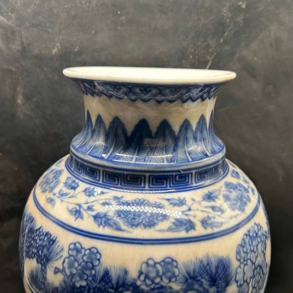  Bình Gốm Sứ Men Lam Cổ Chạm Vẽ Tích Lão Tử Xuất Quan BKCECN-10299 