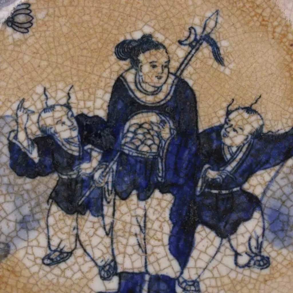  Đĩa Gốm Men Rạn Bát Tràng Bách Nhi Đồ  BKCECN-10301 