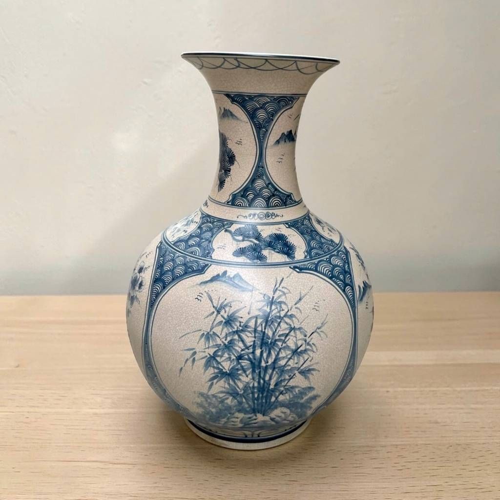  Bình Tỏi Phệ Tứ Cảnh Men Lam Cao 55cm BKCECN-10317 