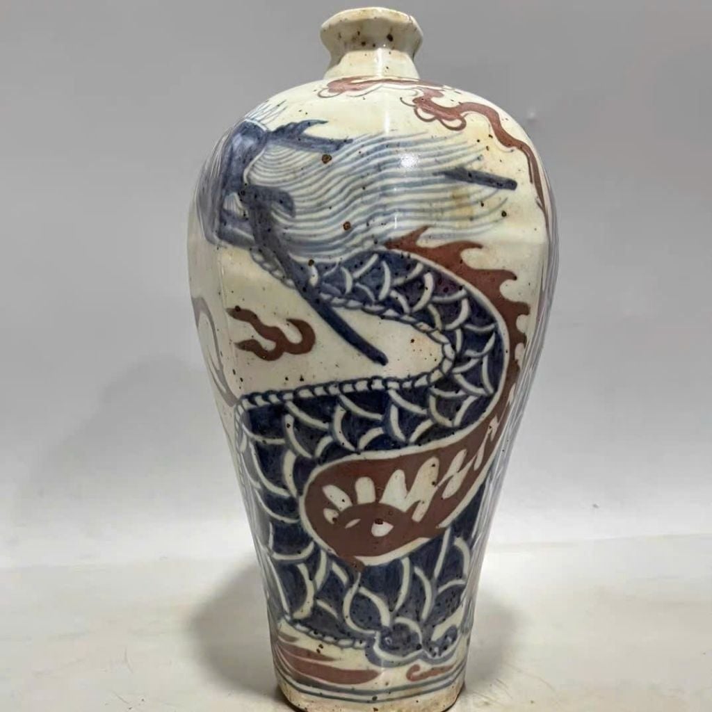  Bình Gốm Sứ Vẽ Rồng Men Rạn Sưu Tầm BKCECN-10318 