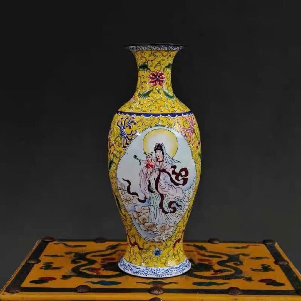  Bình Quan Âm Tống Tử Kèm Rương Gỗ Sưu Tầm BKCECN-10319 