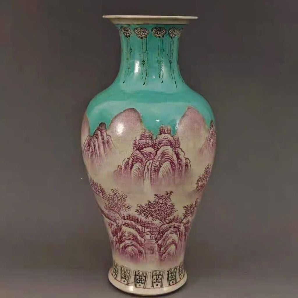  Bình Gốm Sứ Sơn Thủy Men Ngọc Sưu Tầm BKCECN-10320 