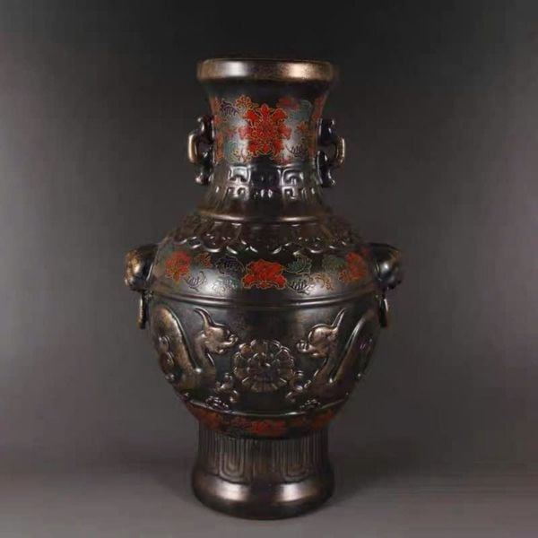  Bình Đồng Cổ Khảm Tam Khí Họa Tiết Rồng  BKCECN-10323 