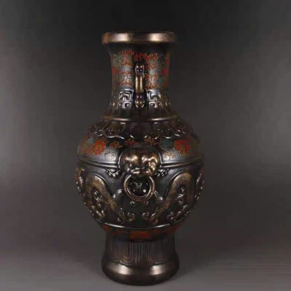  Bình Đồng Cổ Khảm Tam Khí Họa Tiết Rồng  BKCECN-10323 