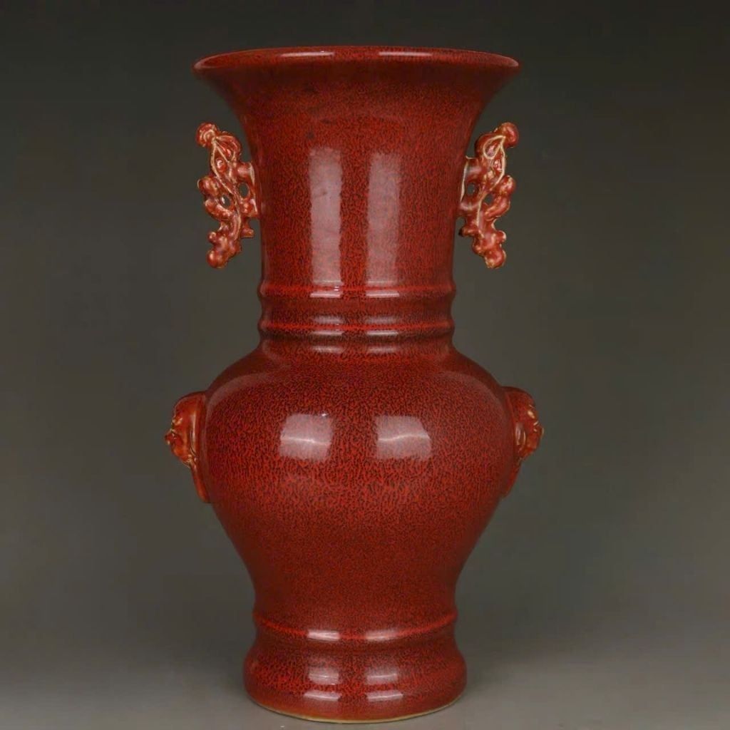  Bình Song Nhĩ Gốm Sứ Men Đỏ Huyết Dụ BKCECN-10324 