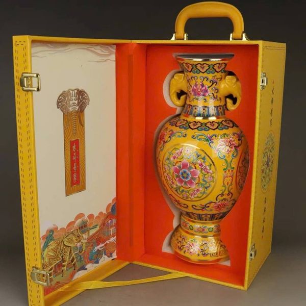  Bình Song Nhĩ Gốm Sứ Vẽ Gấm Hoa Vàng  BKCECN-10325 