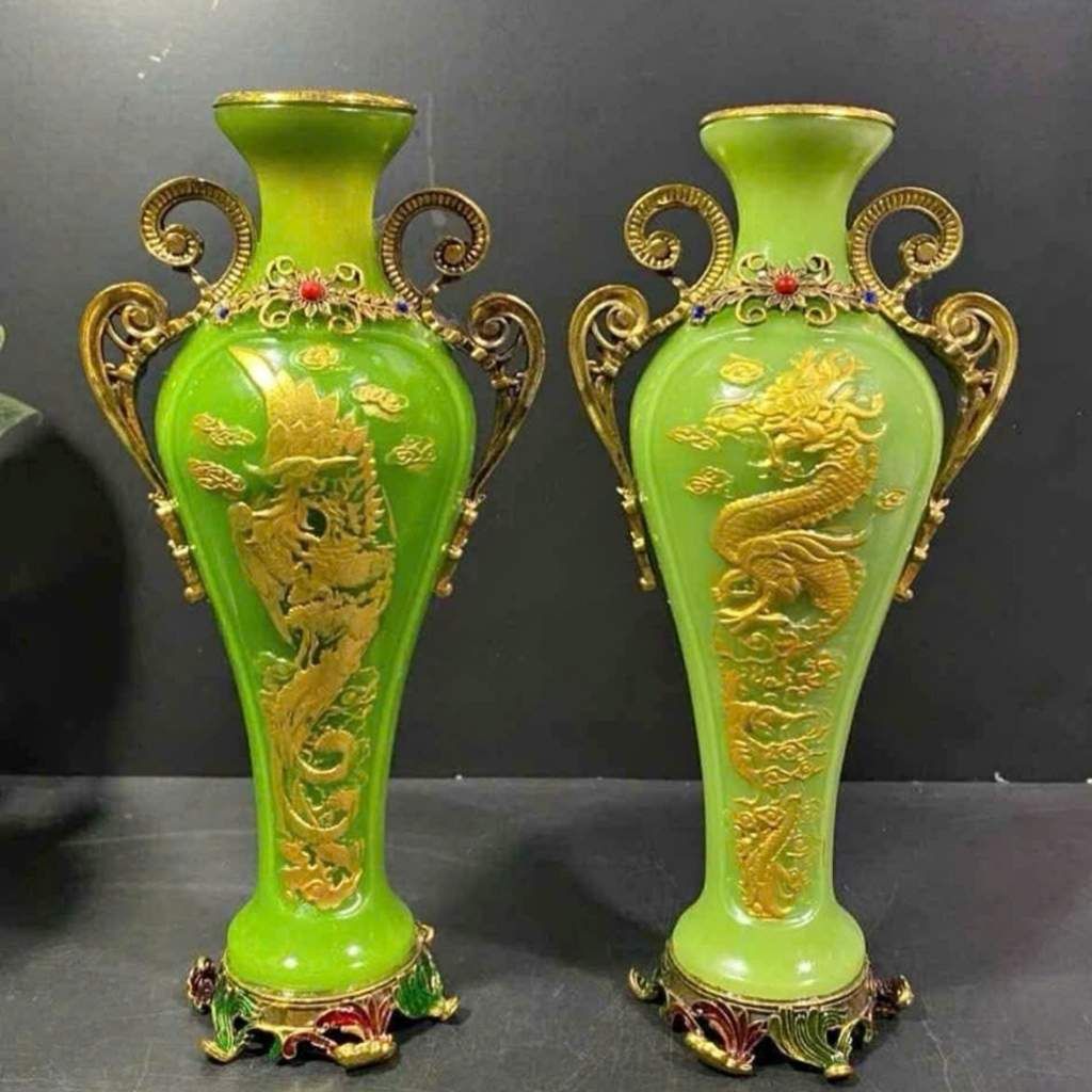  Cặp Lộc Bình Rồng Men Sứ Phong Thủy BKCECN-10331 