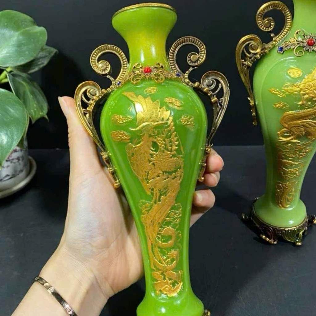  Cặp Lộc Bình Rồng Men Sứ Phong Thủy BKCECN-10331 