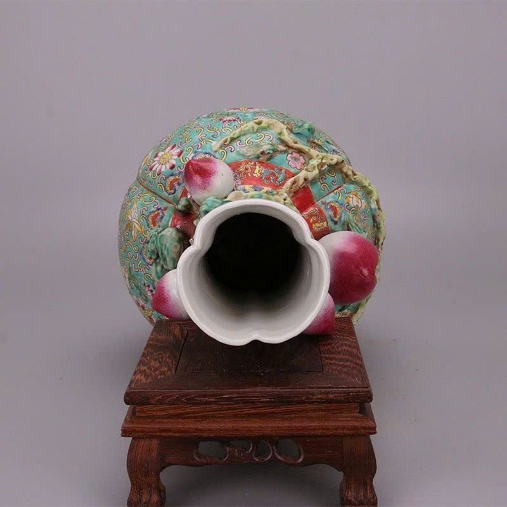  Bình Gốm Sứ Quả Đào Tiên Men Xanh Ngọc BKCECN-10344 