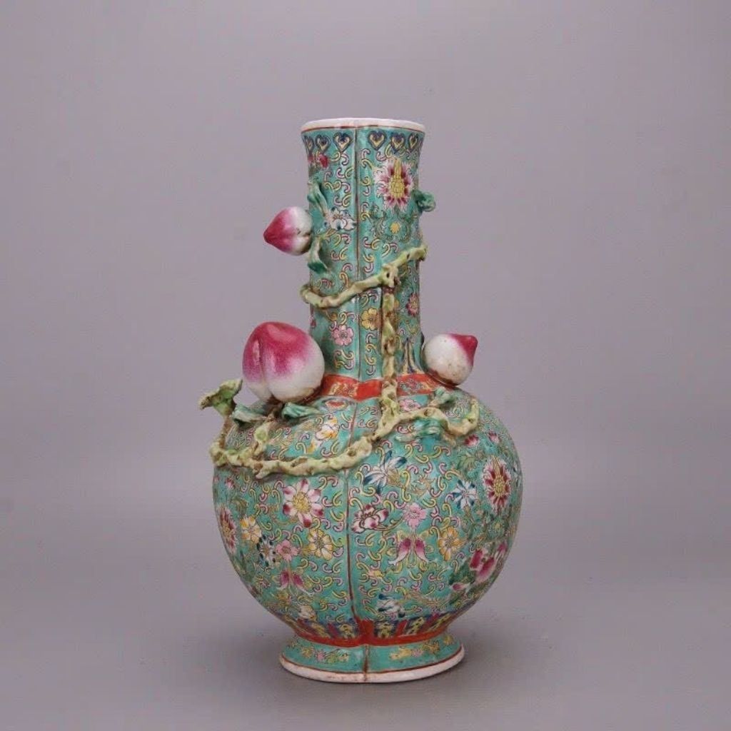  Bình Gốm Sứ Quả Đào Tiên Men Xanh Ngọc BKCECN-10344 