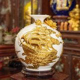  Bình Gốm Dát Vàng Thuận Buồm Xuôi Gió BKCECN-10349 