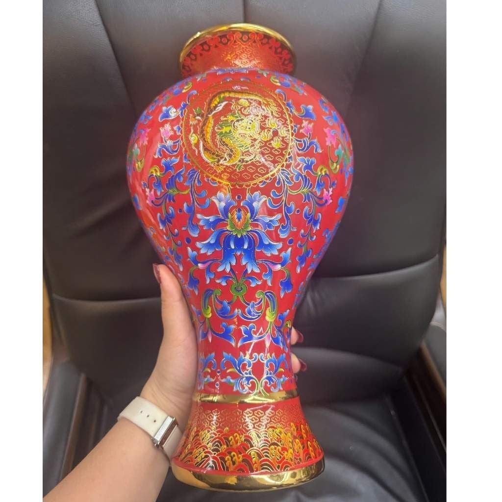  Bình Gốm Pháp Lam Vẽ Gấm Sưu Tầm Phong Thủy BKCECN-10353 