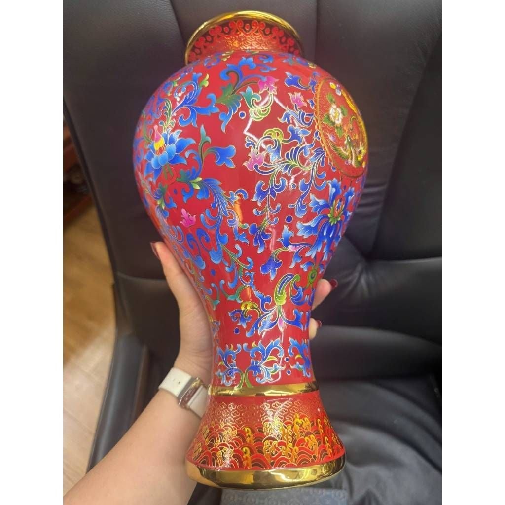  Bình Gốm Pháp Lam Vẽ Gấm Sưu Tầm Phong Thủy BKCECN-10353 