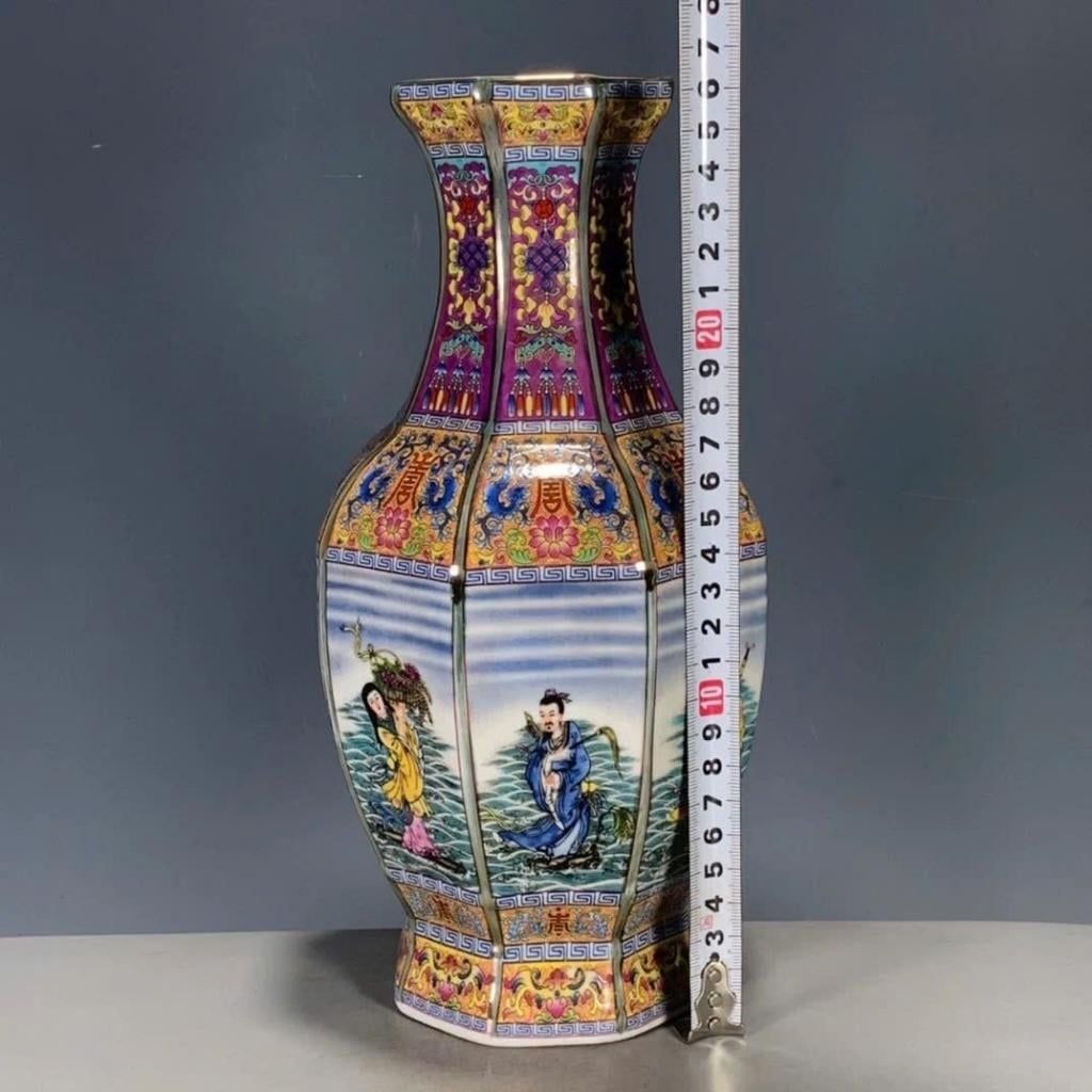  Bình Gốm Pháp Lang Thái Bát Tiên Quá Hải Sưu Tầm BKCECN-10355 