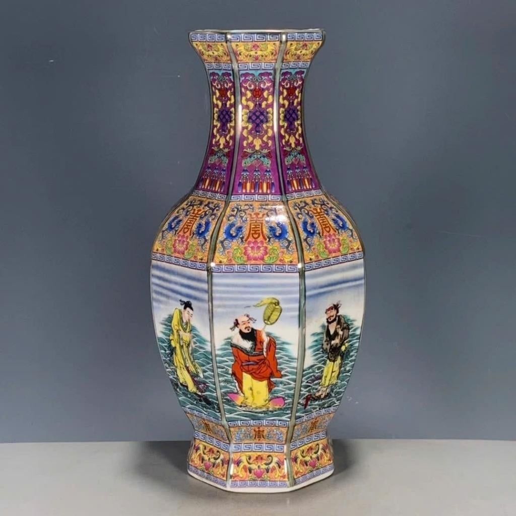  Bình Gốm Pháp Lang Thái Bát Tiên Quá Hải Sưu Tầm BKCECN-10355 