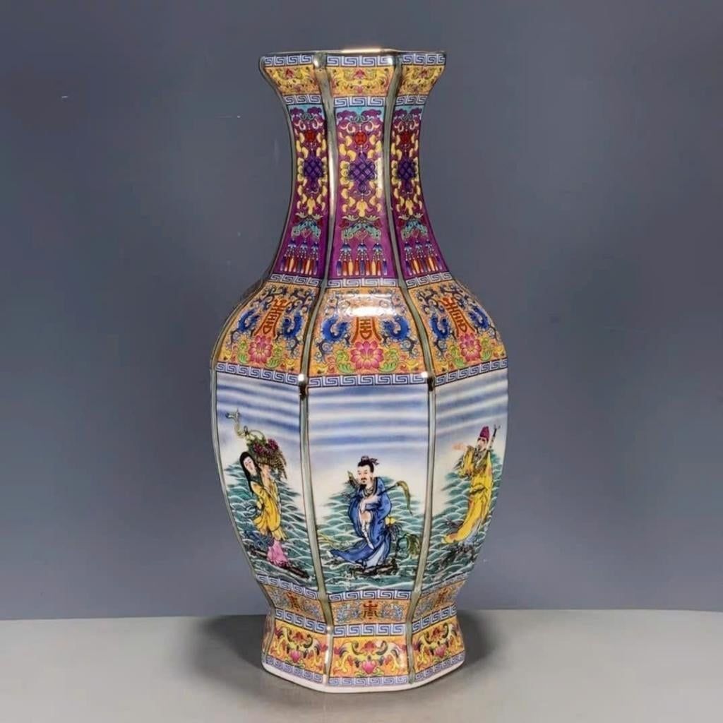  Bình Gốm Pháp Lang Thái Bát Tiên Quá Hải Sưu Tầm BKCECN-10355 