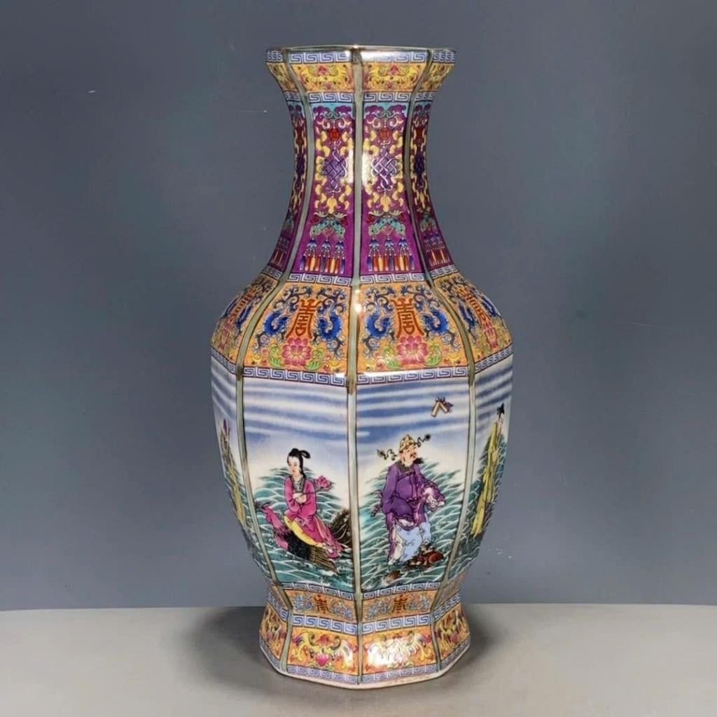  Bình Gốm Pháp Lang Thái Bát Tiên Quá Hải Sưu Tầm BKCECN-10355 