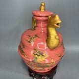  Bình Gốm Sưu Tầm Men Hồng Vẽ Rồng Vàng BKCECN-10358 