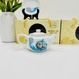  Bộ Ấm Chén Bát Tràng Men Trắng Vẽ Hoa Sen Viền Vàng BKCECN-10359 