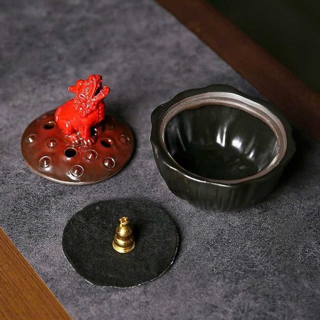  Lư Trầm Sưu Tầm Bằng Gốm Nghê Đỏ Cao Cấp BKCECN-10360 