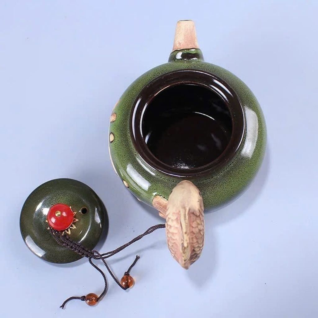  Ấm Gốm Sứ Cá Chép Men Xanh Phong Thủy Cao Cấp BKCECN-10363 