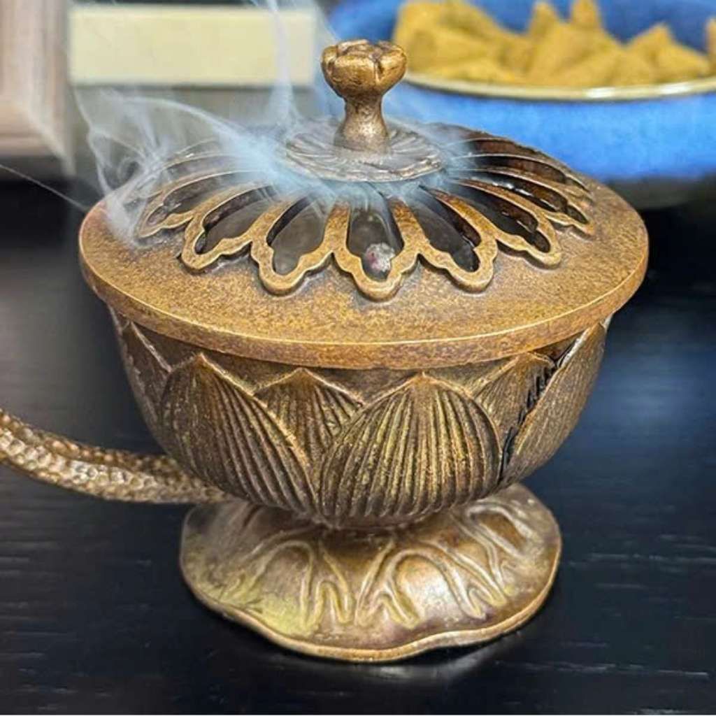  Xông Trầm Lư Đồng Hoa Sen Cao Cấp  BKMECN-9822 