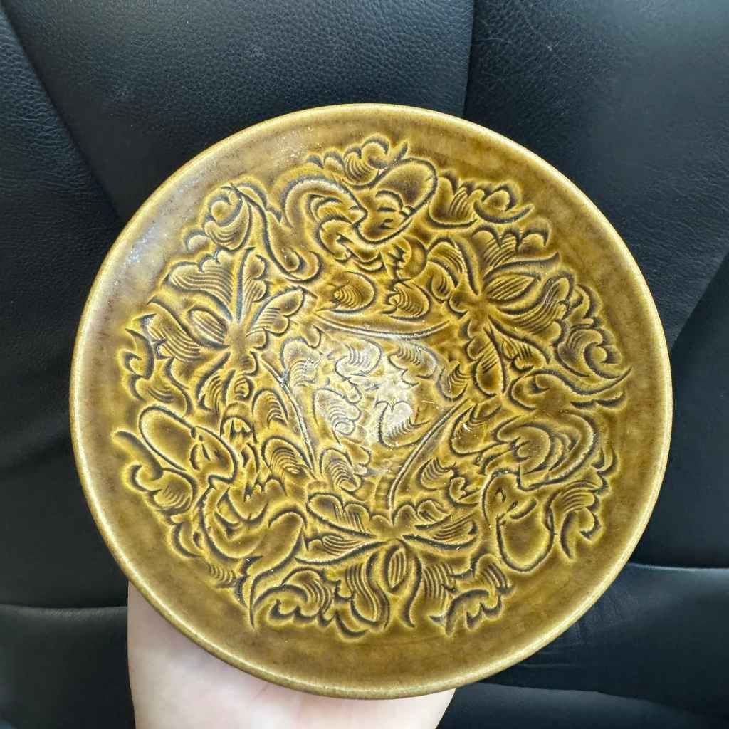  Bát Gốm Sưu Tầm Men Nâu Hoa Văn Chạm Nổi Cao Cấp BKCECN-10364 