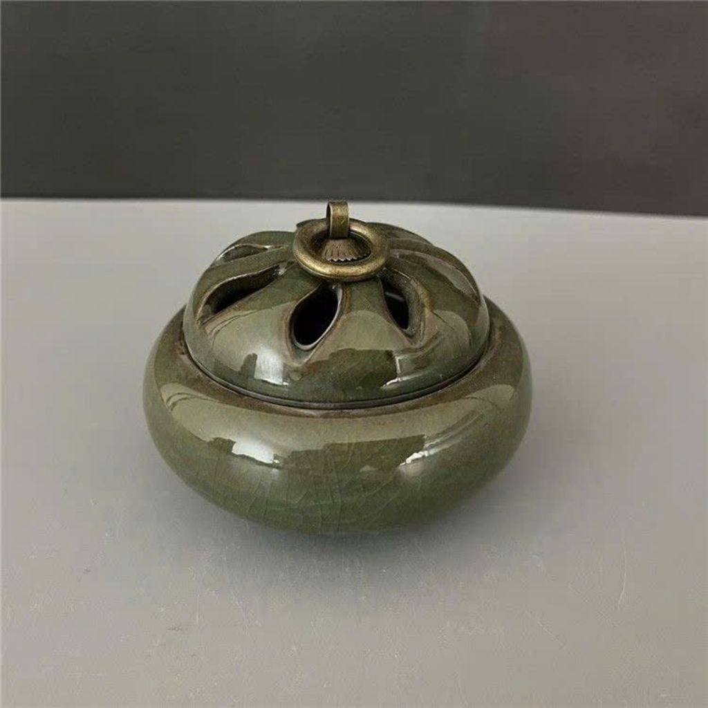  Lư Trầm Sưu Tầm Men Xanh Lá Hoa Sen Cao Cấp BKCECN-10385 
