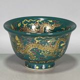  Bát Sưu Tầm Men Xanh Vẽ Rồng Vàng Cao Cấp BKCECN-10390 