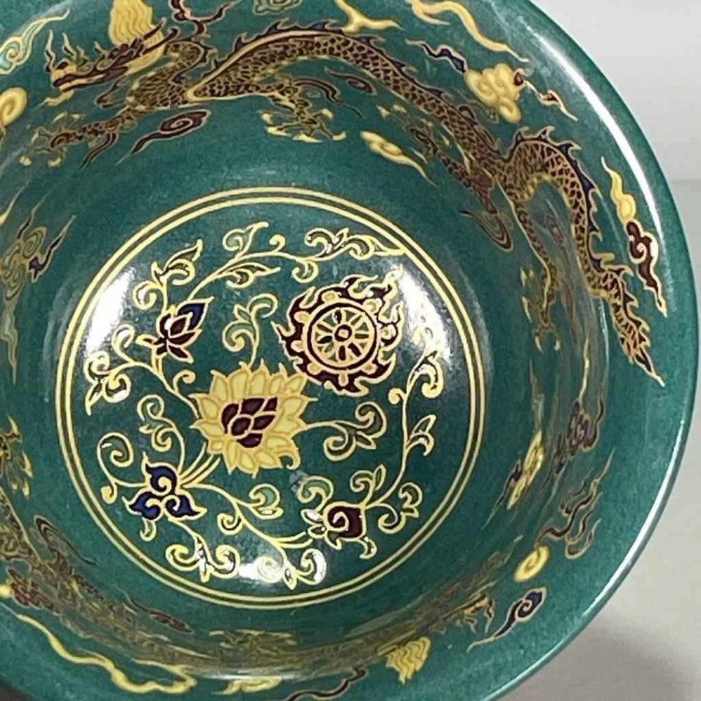  Bát Sưu Tầm Men Xanh Vẽ Rồng Vàng Cao Cấp BKCECN-10390 