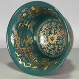  Bát Sưu Tầm Men Xanh Vẽ Rồng Vàng Cao Cấp BKCECN-10390 