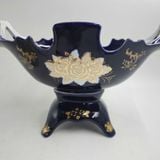  Khay Đựng Hoa Quả Gốm Sứ Men Xanh Đậm Dát Vàng BKCECN-10397 