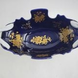  Khay Đựng Hoa Quả Gốm Sứ Men Xanh Đậm Dát Vàng BKCECN-10397 
