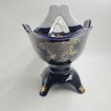  Khay Đựng Hoa Quả Gốm Sứ Men Xanh Đậm Dát Vàng BKCECN-10397 