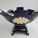  Khay Đựng Hoa Quả Gốm Sứ Men Xanh Đậm Dát Vàng BKCECN-10397 