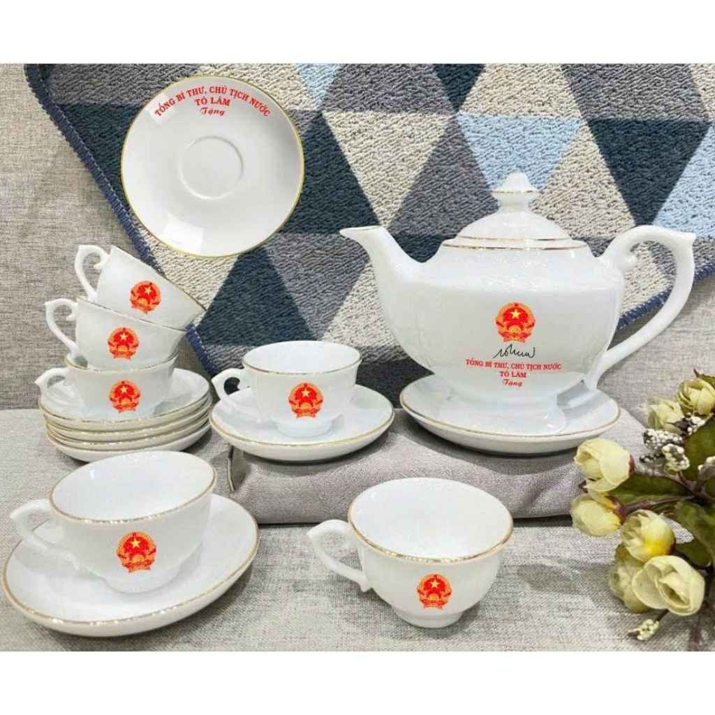  Bộ Ấm Chén Tổng Bí Thư Chủ Tịch Nước Tô Lâm Màu Trắng BKCECN-10407 