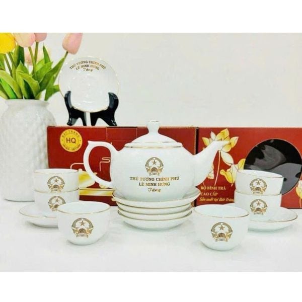  Bộ Ấm Chén Thủ Tướng Chính Phủ Lê Minh Hưng gốm Bát Tràng BKCECN-10413 