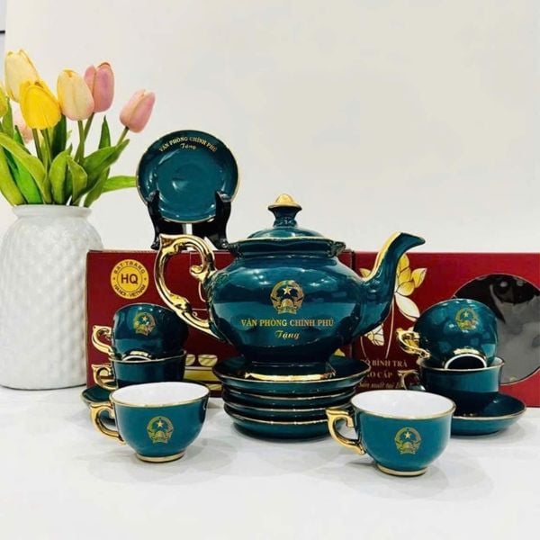  Bộ Ấm Chén Quà Tặng Văn Phòng Chính Phủ Màu Xanh BKCECN-10416 