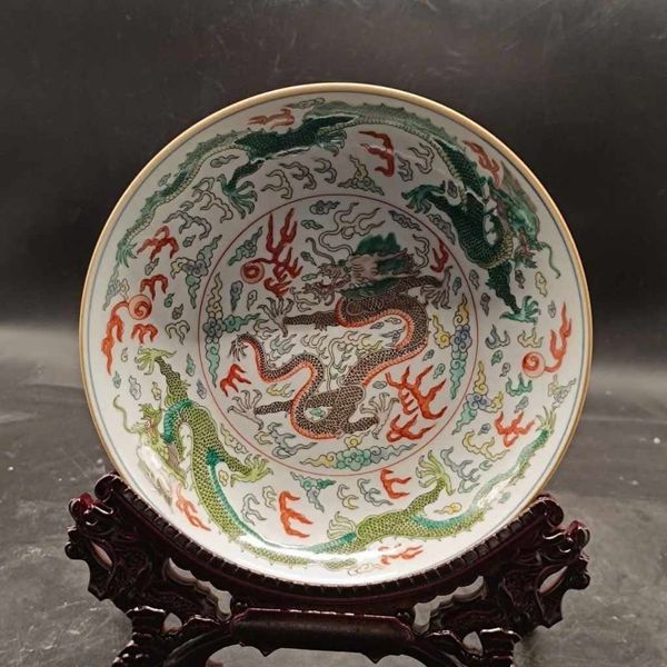  Đĩa Thưởng Sưu Tầm Vẽ Rồng Ngũ Sắc Đường Kính 23cmBKCECN-10430 